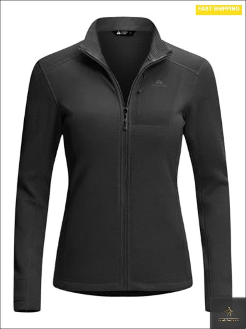 Women's Fleece Lined Running Jacket Full Zip with Thumb Holes Athletic Workout
